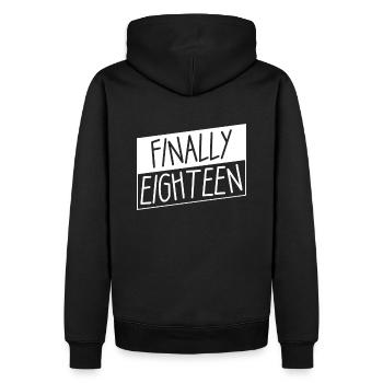 18 et enfin 18e anniversaire | 18 ans d’âge légal - Sweat à capuche Premium bio Homme - noir - Dos - Nico (187cm)