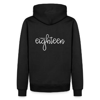 18 et enfin 18e anniversaire | 18 ans d’âge légal - Sweat à capuche Premium bio Homme - noir - Dos - Nico (187cm)