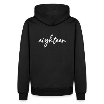 18 et enfin 18e anniversaire | 18 ans d’âge légal - Sweat à capuche Premium bio Homme - noir - Dos - Nico (187cm)