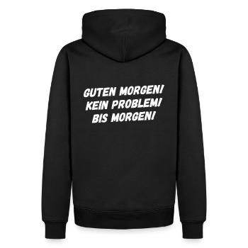 Guten Morgen. Kein Problem. Bis Morgen. - Männer Premium Bio Hoodie - Schwarz - Hinten - Nico (187cm)