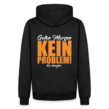Guten Morgen. Kein Problem. Bis Morgen. - Männer Premium Bio Hoodie - Schwarz - Hinten - Nico (187cm)