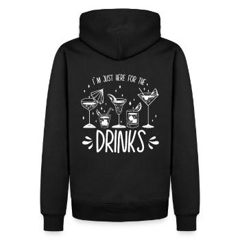 I ́m Just Here For The Drinks - Party Alcohol - Men’s Premium Organic Hoodie - black - Back - Nico (187cm)