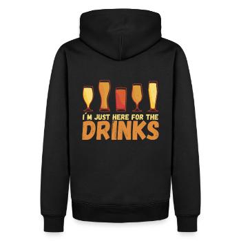 I ́m Just Here For The Drinks - Party Alcohol - Men’s Premium Organic Hoodie - black - Back - Nico (187cm)