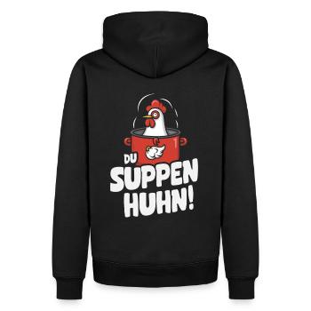 Suppen Huhn Suppenhuhn Gockel Eintopf Geschenk - Männer Premium Bio Hoodie - Schwarz - Hinten - Nico (187cm)