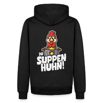 Suppen Huhn Suppenhuhn Gockel Eintopf Geschenk - Männer Premium Bio Hoodie - Schwarz - Hinten - Nico (187cm)