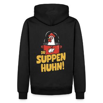 Suppen Huhn Suppenhuhn Gockel Eintopf Geschenk - Männer Premium Bio Hoodie - Schwarz - Hinten - Nico (187cm)