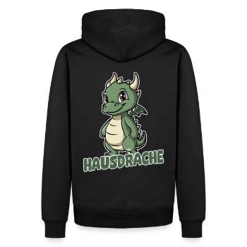 Hausdrache. Stark, Mutig und Unbesiegbar. Drache - Männer Premium Bio Hoodie - Schwarz - Hinten - Nico (187cm)