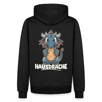 Hausdrache. Stark, Mutig und Unbesiegbar. Drache - Männer Premium Bio Hoodie - Schwarz - Hinten - Nico (187cm)