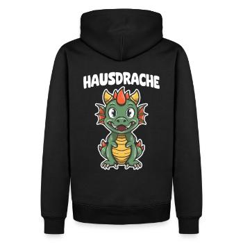 Hausdrache. Stark, Mutig und Unbesiegbar. Drache - Männer Premium Bio Hoodie - Schwarz - Hinten - Nico (187cm)
