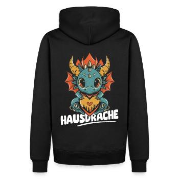 Hausdrache. Stark, Mutig und Unbesiegbar. Drache - Männer Premium Bio Hoodie - Schwarz - Hinten - Nico (187cm)