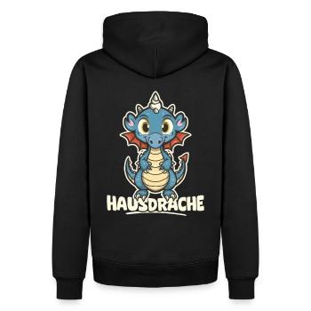 Hausdrache. Stark, Mutig und Unbesiegbar. Drache - Männer Premium Bio Hoodie - Schwarz - Hinten - Nico (187cm)