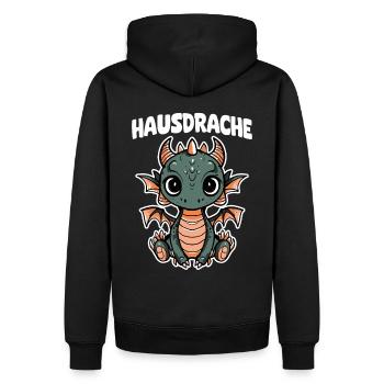 Hausdrache. Stark, Mutig und Unbesiegbar. Drache - Männer Premium Bio Hoodie - Schwarz - Hinten - Nico (187cm)
