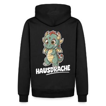 Hausdrache. Stark, Mutig und Unbesiegbar. Drache - Männer Premium Bio Hoodie - Schwarz - Hinten - Nico (187cm)