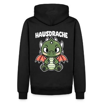 Hausdrache. Stark, Mutig und Unbesiegbar. Drache - Männer Premium Bio Hoodie - Schwarz - Hinten - Nico (187cm)