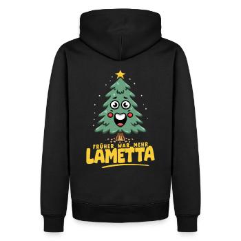 Früher war mehr Lametta - Männer Premium Bio Hoodie - Schwarz - Hinten - Nico (187cm)