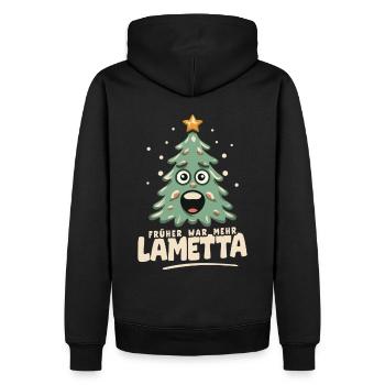Früher war mehr Lametta - Männer Premium Bio Hoodie - Schwarz - Hinten - Nico (187cm)