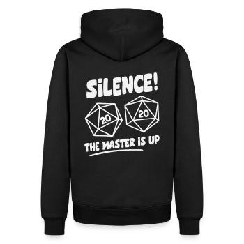 Silence! Le Master Is Up D20 Cube - Sweat à capuche Premium bio Homme - noir - Dos - Nico (187cm)