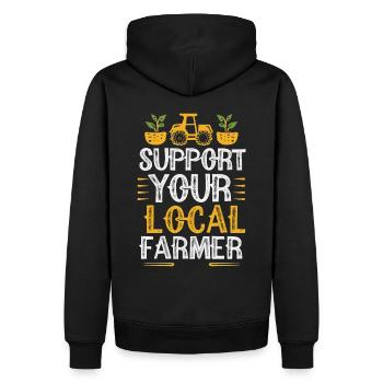 Soutenez votre agriculteur local Bauer Landwirt - Sweat à capuche Premium bio Homme - noir - Dos - Nico (187cm)