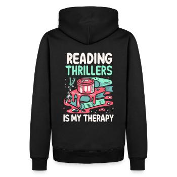 Reading Thrillers Is My Therapy - Men’s Premium Organic Hoodie - black - Back - Nico (187cm)