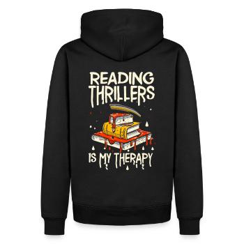 Reading Thrillers Is My Therapy - Men’s Premium Organic Hoodie - black - Back - Nico (187cm)