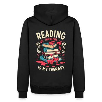 Reading Thrillers Is My Therapy - Men’s Premium Organic Hoodie - black - Back - Nico (187cm)