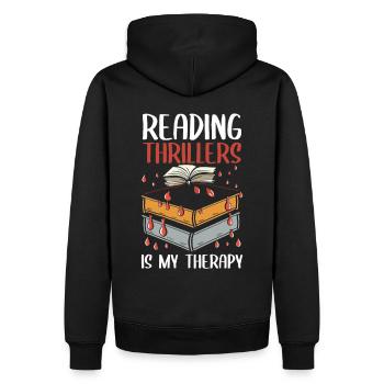 La lecture de thrillers est ma thérapie - Sweat à capuche Premium bio Homme - noir - Dos - Nico (187cm)