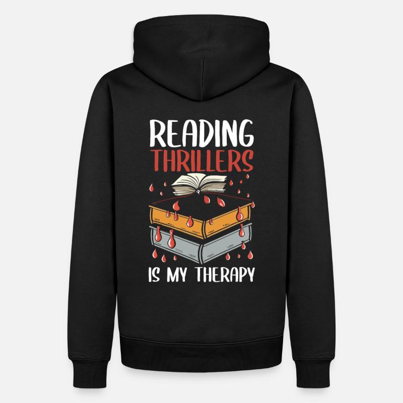 La lecture de thrillers est ma thérapie - Sweat à capuche Premium bio Homme - noir