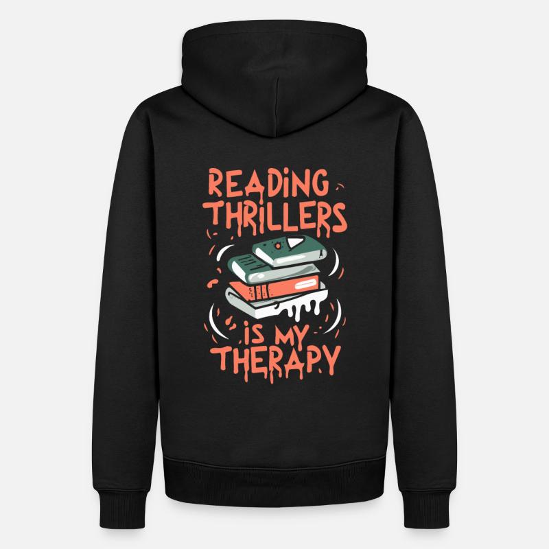 Reading Thrillers Is My Therapy - Männer Premium Bio Hoodie - Schwarz