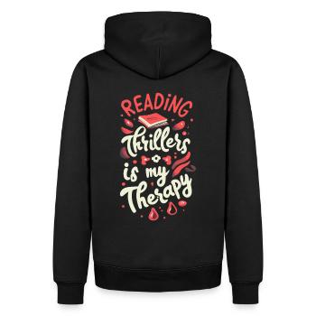 La lecture de thrillers est ma thérapie - Sweat à capuche Premium bio Homme - noir - Dos - Nico (187cm)