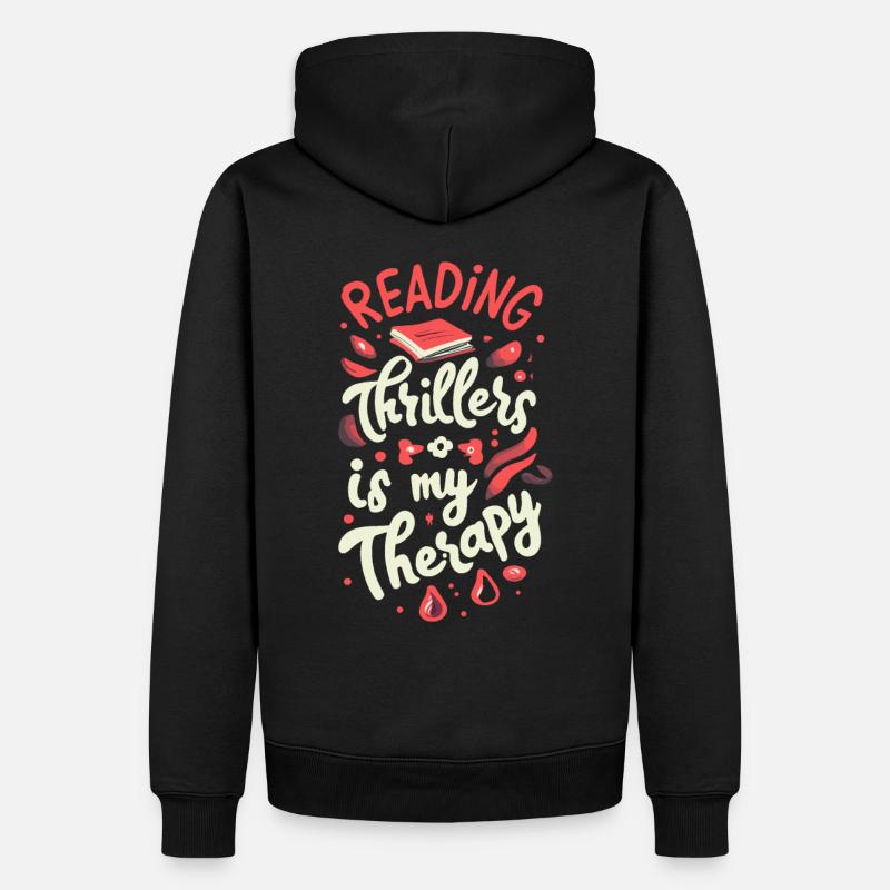 Reading Thrillers Is My Therapy - Männer Premium Bio Hoodie - Schwarz