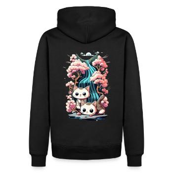 chaton kawaii mignon japon - Sweat à capuche Premium bio Homme - noir - Dos - Nico (187cm)