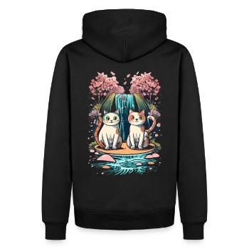chaton kawaii mignon japon - Sweat à capuche Premium bio Homme - noir - Dos - Nico (187cm)