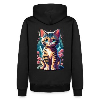chaton kawaii mignon japon - Sweat à capuche Premium bio Homme - noir - Dos - Nico (187cm)