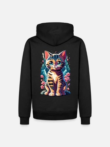 süßes Kawaii Kätzchen Japan - Männer Premium Bio Hoodie - Schwarz