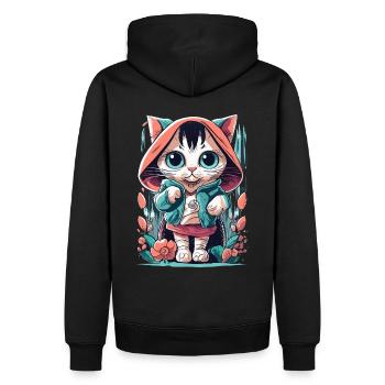 chaton kawaii mignon japon - Sweat à capuche Premium bio Homme - noir - Dos - Nico (187cm)