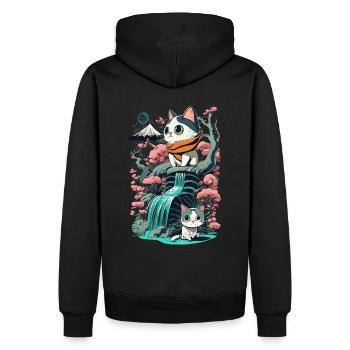chaton kawaii mignon japon - Sweat à capuche Premium bio Homme - noir - Dos - Nico (187cm)
