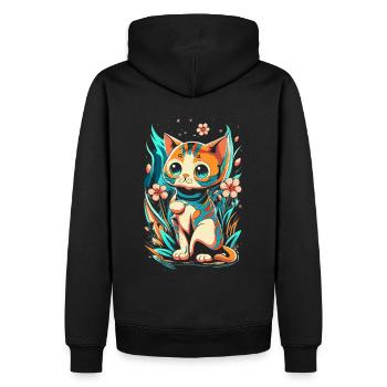 chaton kawaii mignon japon - Sweat à capuche Premium bio Homme - noir - Dos - Nico (187cm)
