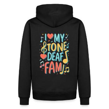 JE DÉTESTE MA FAMILLE SOURDE - Sweat à capuche Premium bio Homme - noir - Dos - Nico (187cm)
