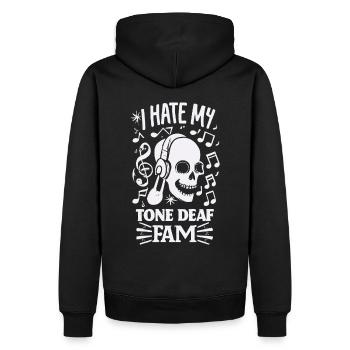 I HATE MY DEAF-TONE FAM - Männer Premium Bio Hoodie - Schwarz - Hinten - Nico (187cm)