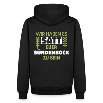 Wir haben es satt euer Sündenbock zu sein - Männer Premium Bio Hoodie - Schwarz - Hinten - Nico (187cm)