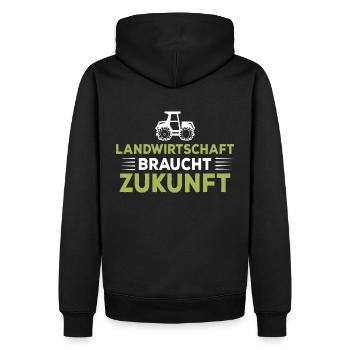Landwirtschaft braucht Zukunft Bauer Demo Landwirt - Männer Premium Bio Hoodie - Schwarz - Hinten - Nico (187cm)