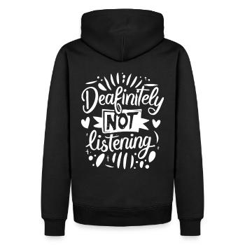 DEAFinitely Not Listening - Fierté sourde - Sweat à capuche Premium bio Homme - noir - Dos - Nico (187cm)
