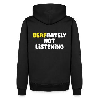 DEAFinitely Not Listening - Fierté sourde - Sweat à capuche Premium bio Homme - noir - Dos - Nico (187cm)