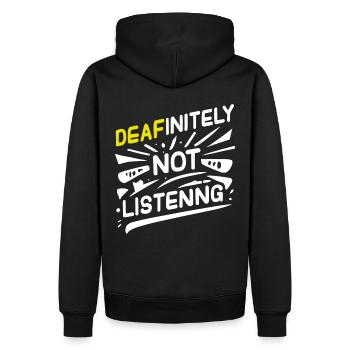 DEAFinitely Not Listening - Fierté sourde - Sweat à capuche Premium bio Homme - noir - Dos - Nico (187cm)