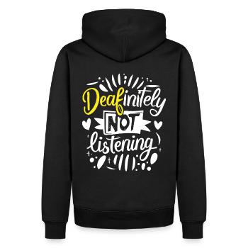 DEAFinitely Not Listening - Fierté sourde - Sweat à capuche Premium bio Homme - noir - Dos - Nico (187cm)