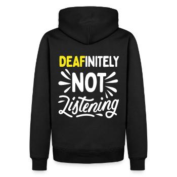 DEAFinitely Not Listening - Fierté sourde - Sweat à capuche Premium bio Homme - noir - Dos - Nico (187cm)