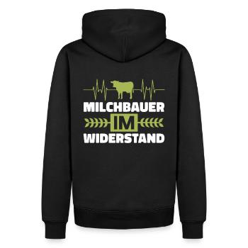 'Milchbauer im Widerstand Bauer Demo Landwirt - Männer Premium Bio Hoodie - Schwarz - Hinten - Nico (187cm)