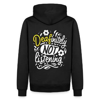 DEAFinitely Not Listening - Fierté sourde - Sweat à capuche Premium bio Homme - noir - Dos - Nico (187cm)