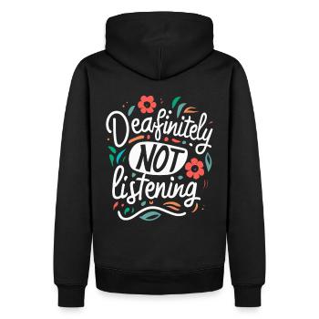 DEAFinitely Not Listening - Fierté sourde - Sweat à capuche Premium bio Homme - noir - Dos - Nico (187cm)