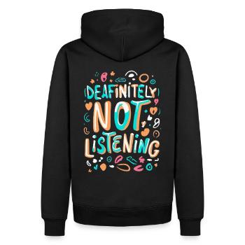 DEAFinitely Not Listening - Fierté sourde - Sweat à capuche Premium bio Homme - noir - Dos - Nico (187cm)